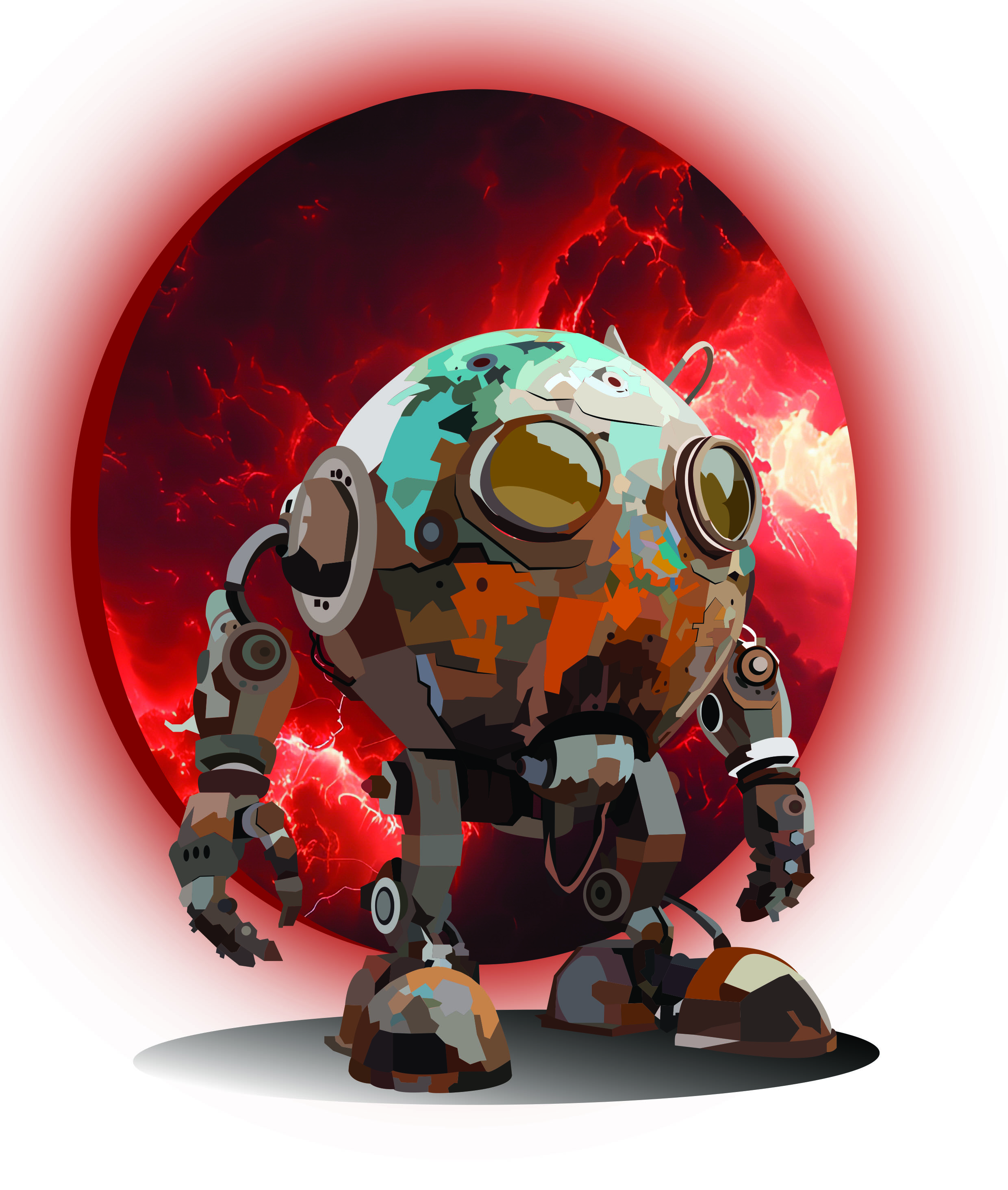 Storm robot mech character illustration